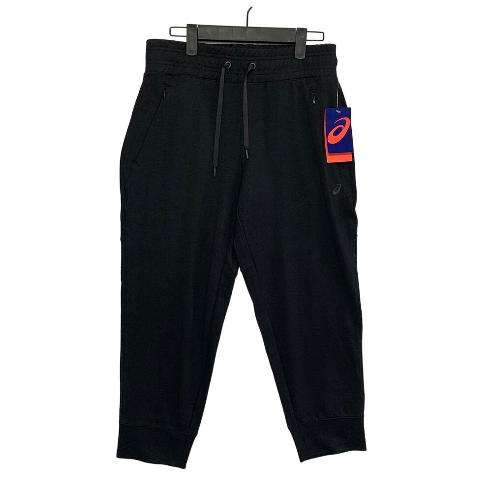Asics Capri Drawstring Waist Joggers Pants NWT Women's Sz S Black Athleisure